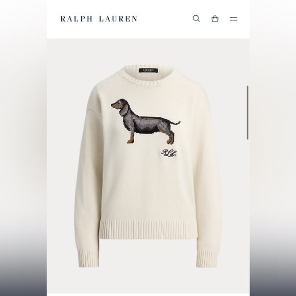 Ralph Lauren Sweaters - Ralph Lauren cream Intarsia-Knit Dachshund Cotton Sweater